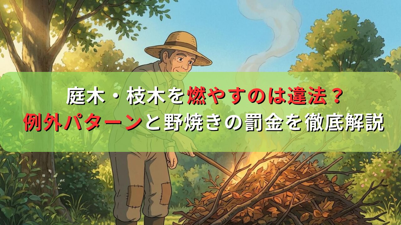 庭木・枝木を燃やすのは違法？例外パターンと野焼きの罰金を徹底解説